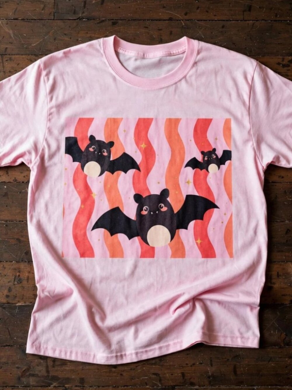 Cute Bats T-Shirt Halloween Pink Tee